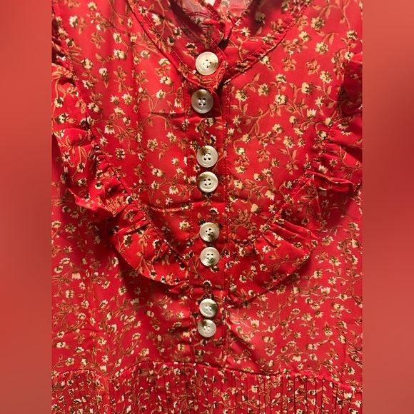 Red Floral Ruffle Dress - Picture 3 of 8
